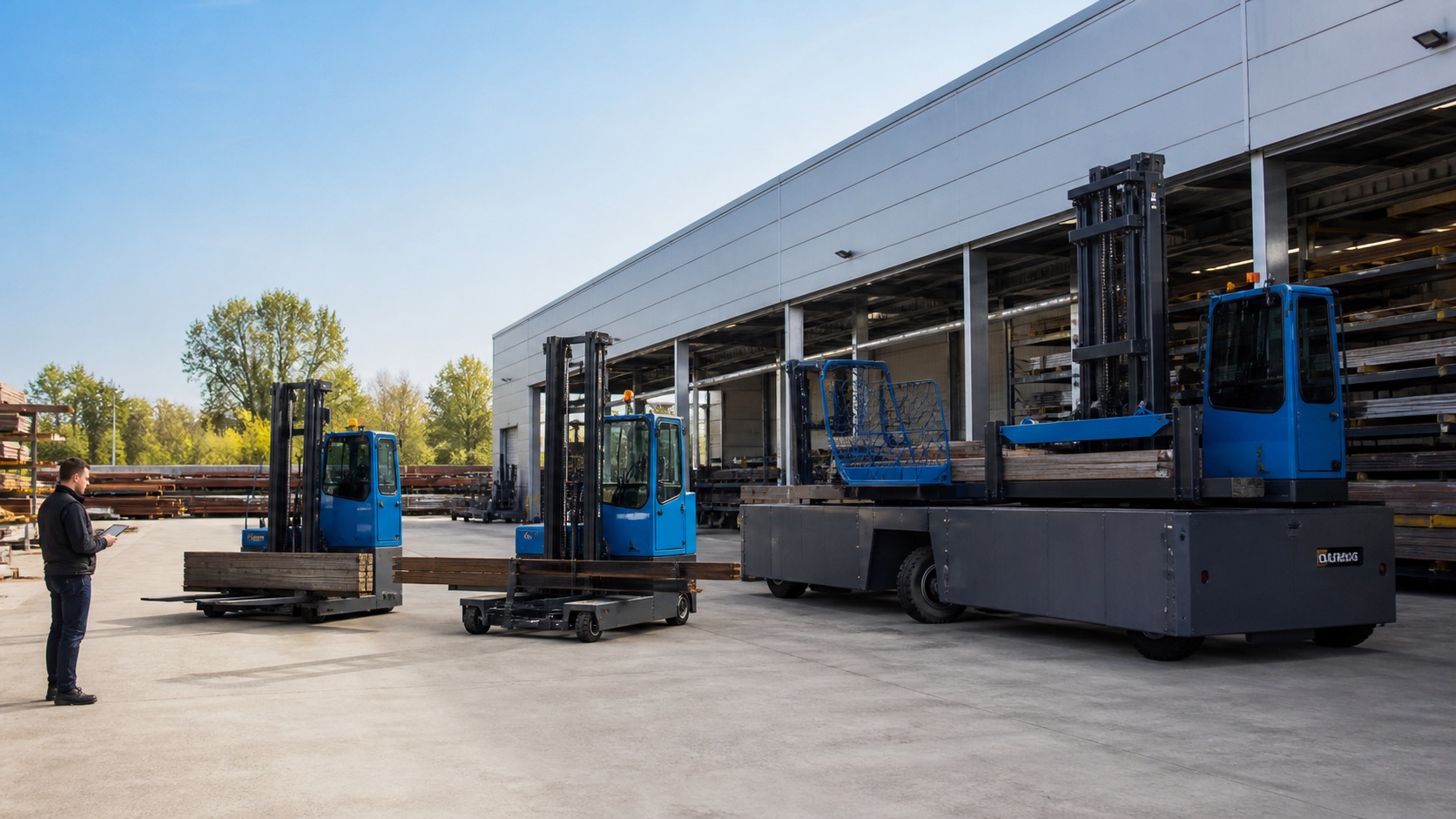 Mixed forklift fleet representing Baumann support and wider all-makes capability