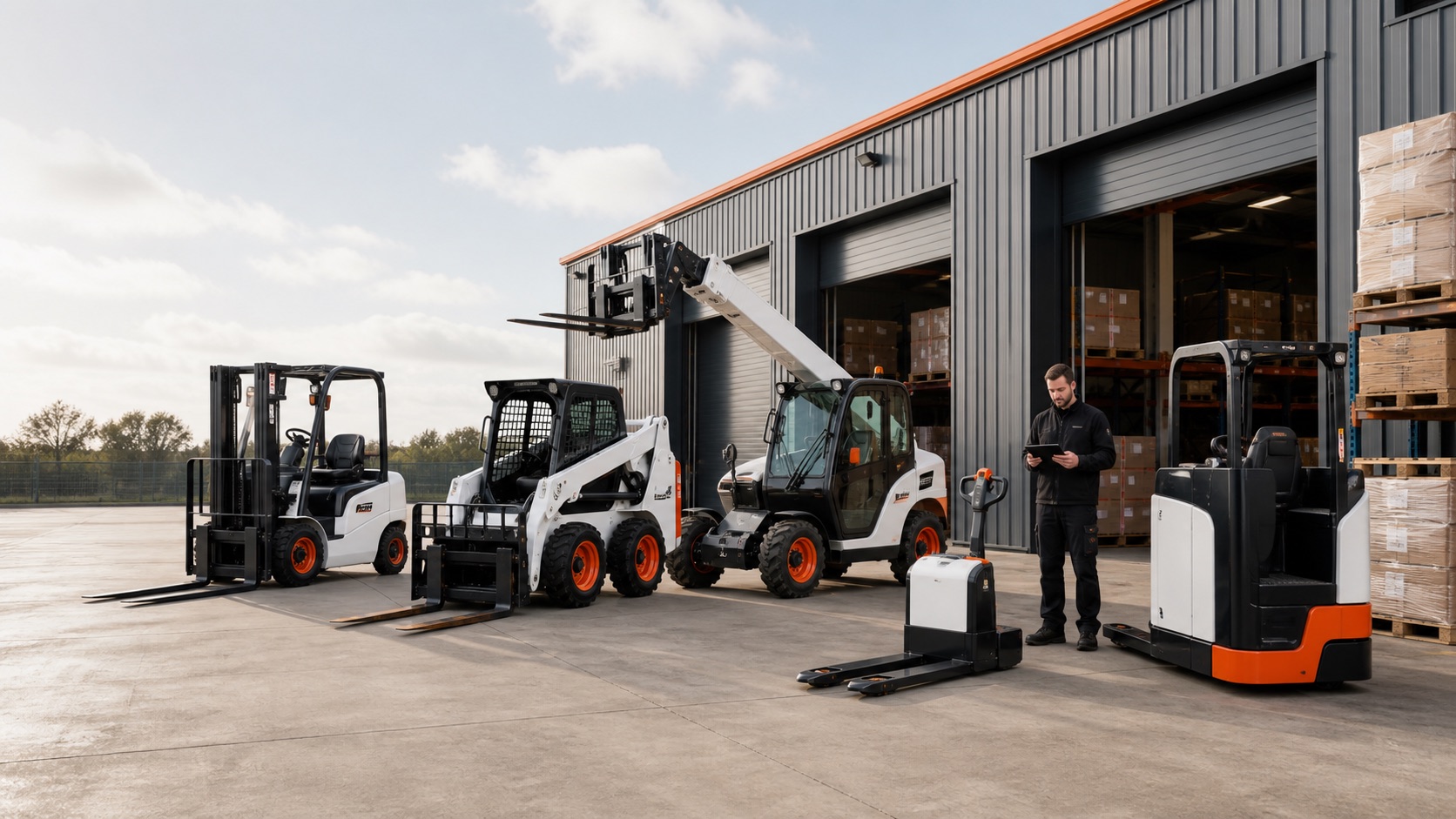 Mixed forklift fleet representing Bobcat support and wider all-makes capability
