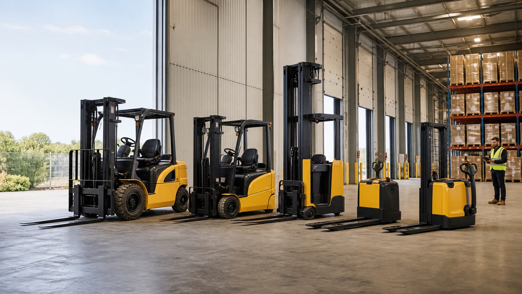 Mixed forklift fleet representing CAT support and wider all-makes capability