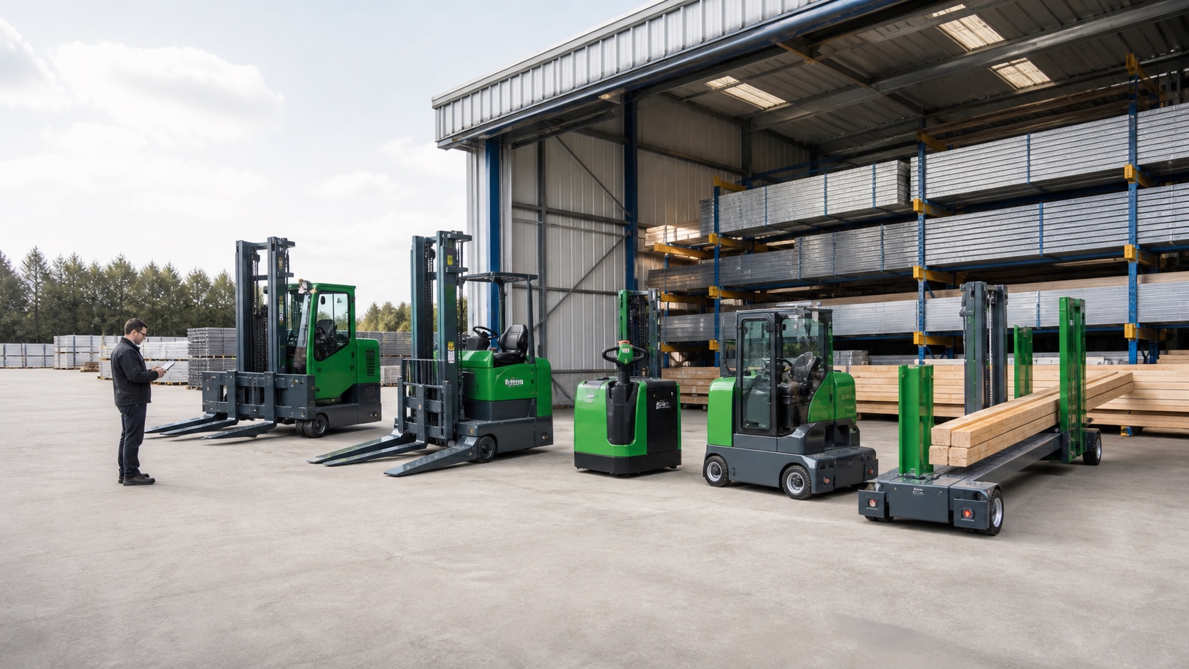 Mixed forklift fleet representing Combilift support and wider all-makes capability
