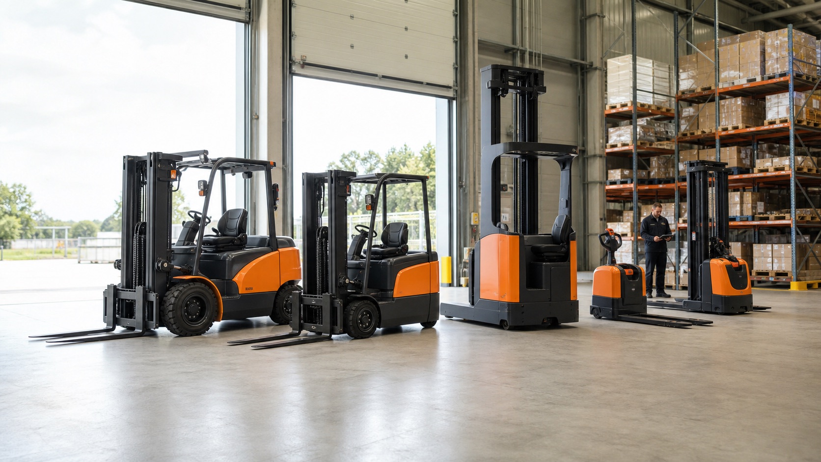 Mixed forklift fleet representing Doosan support and wider all-makes capability