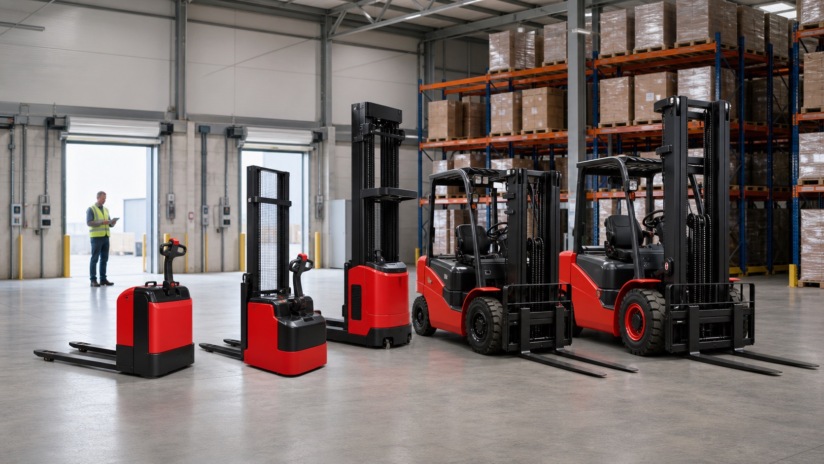Mixed forklift fleet representing Hangcha support and wider all-makes capability