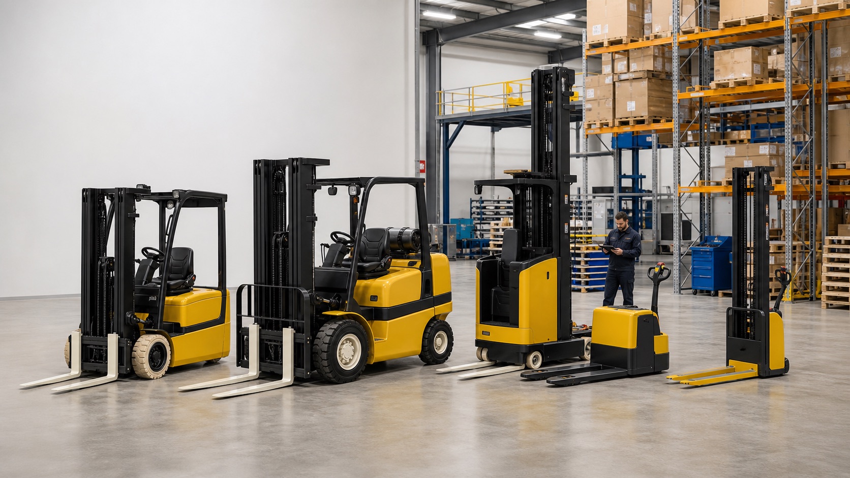 Mixed forklift fleet representing Yale support and wider all-makes capability