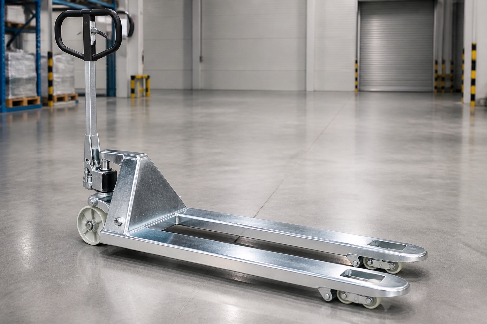 Food Safe galvanised hand pallet truck example