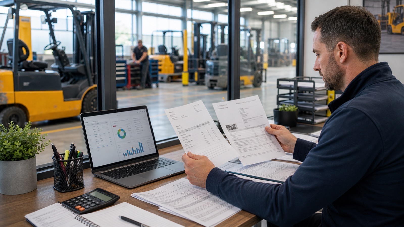 Forklift operation showing cost control challenge