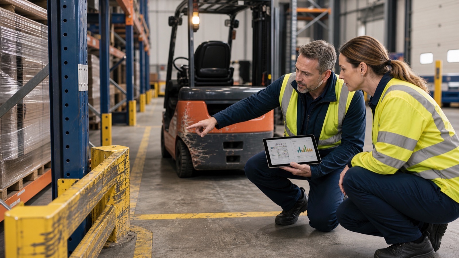 Forklift operation showing damage control challenge