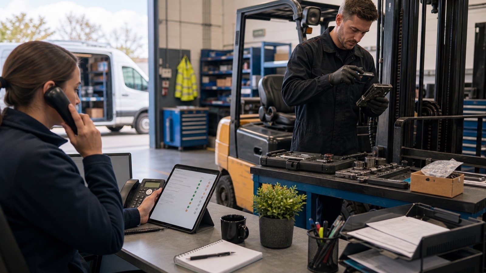 Forklift operation showing engineer response challenge