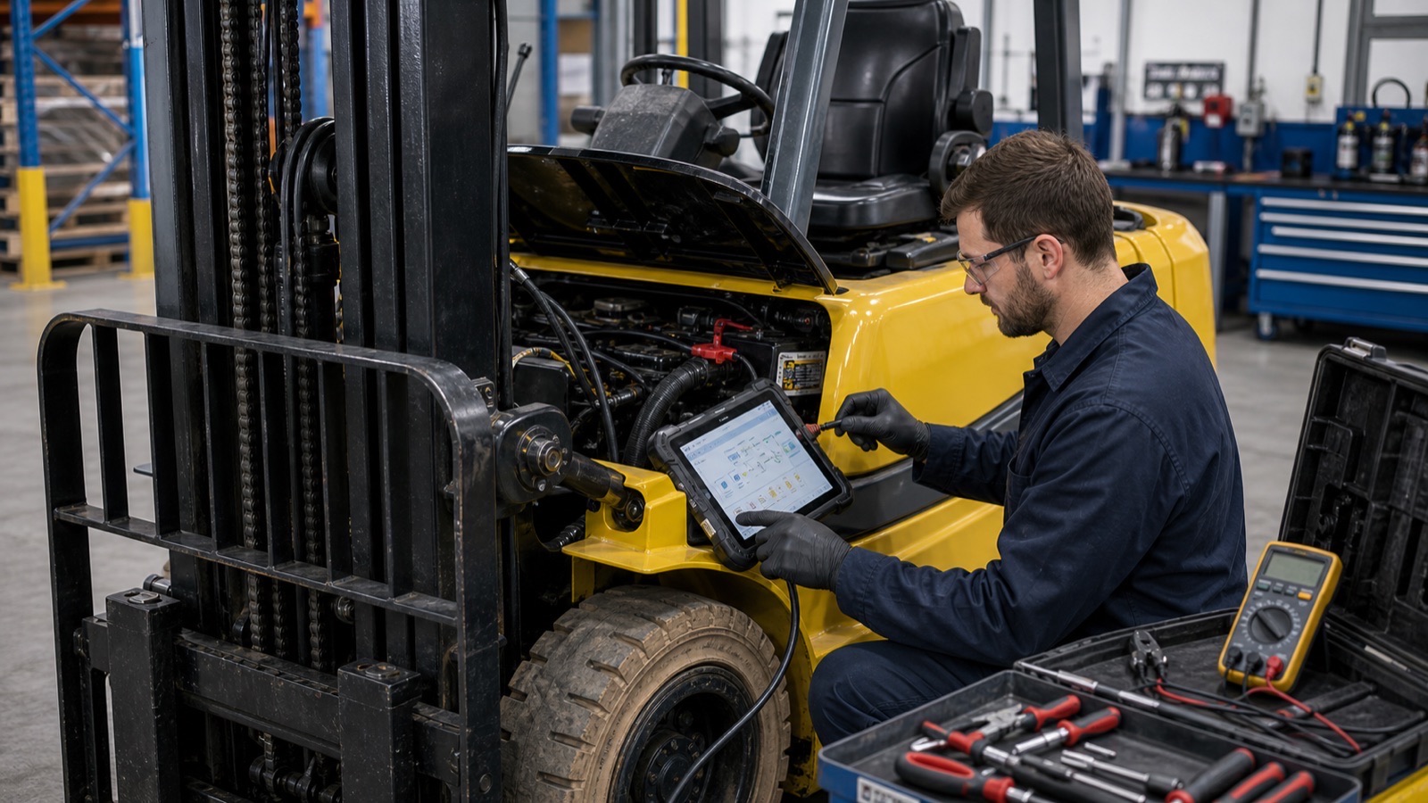 Forklift operation showing diagnostics challenge