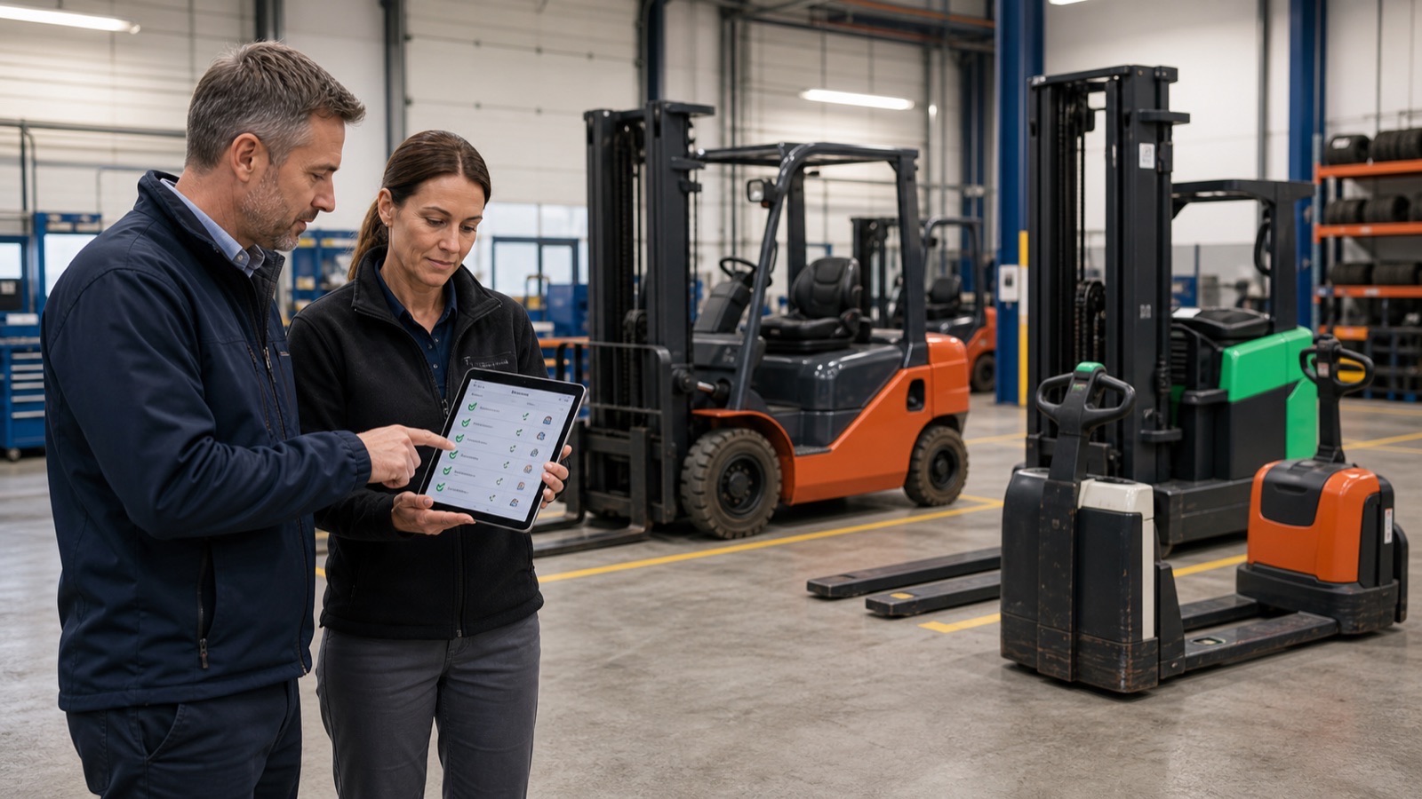 Forklift operation showing fleet management challenge