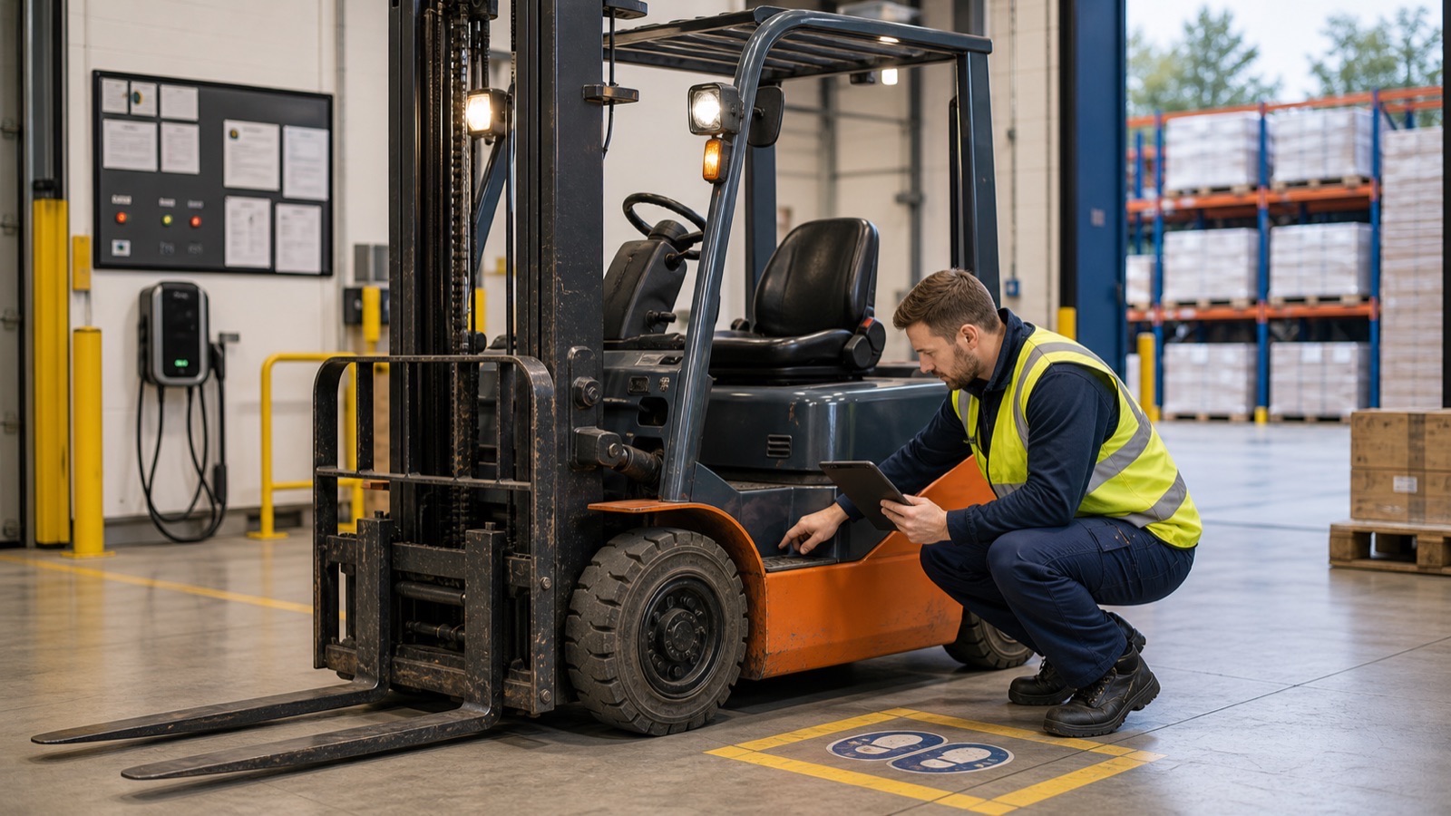 Forklift operation showing daily checks challenge
