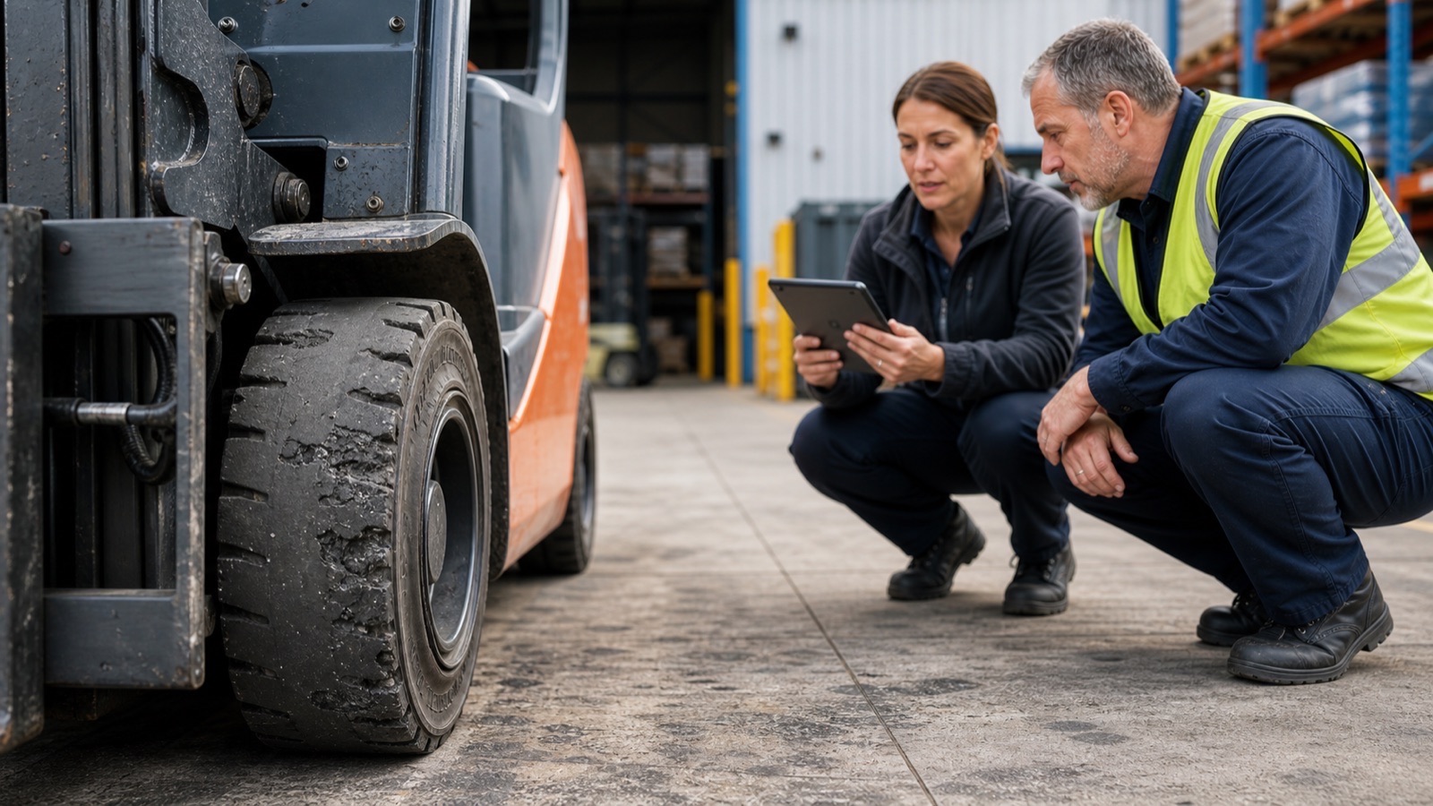 Forklift operation showing tyres challenge