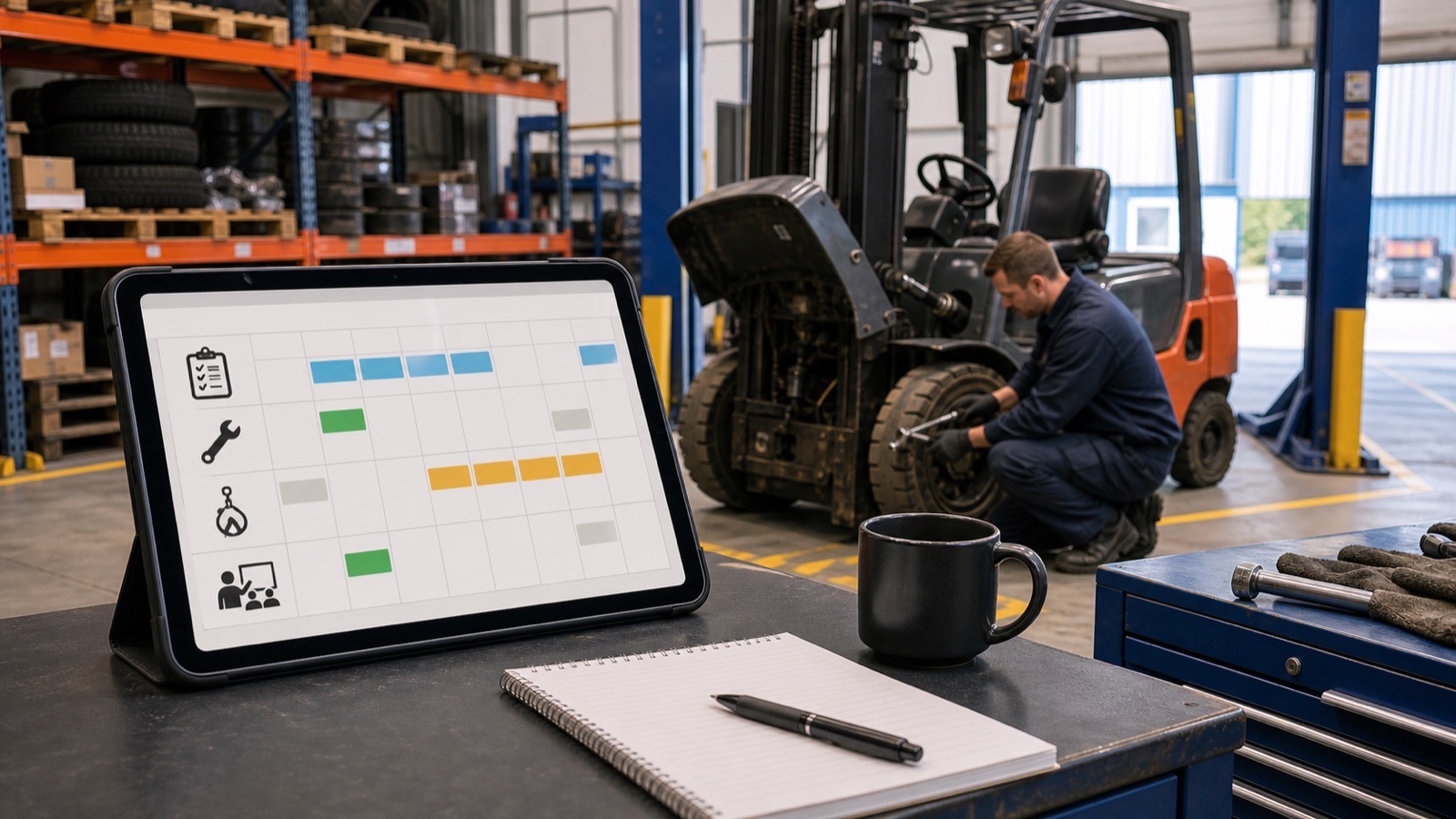 Forklift operation showing uptime challenge