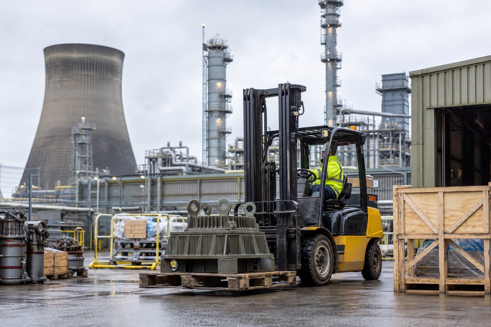 Forklift support in an energy and power industrial setting