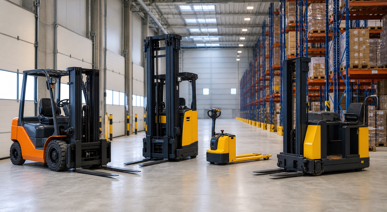 Mixed warehouse forklift fleet supporting goods in and dispatch movement